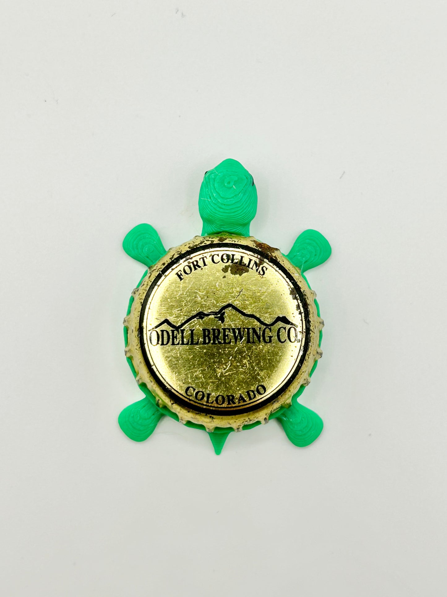Odell Brewing Co (Vintage Gold) - Bottle Cap Magnet Turtle