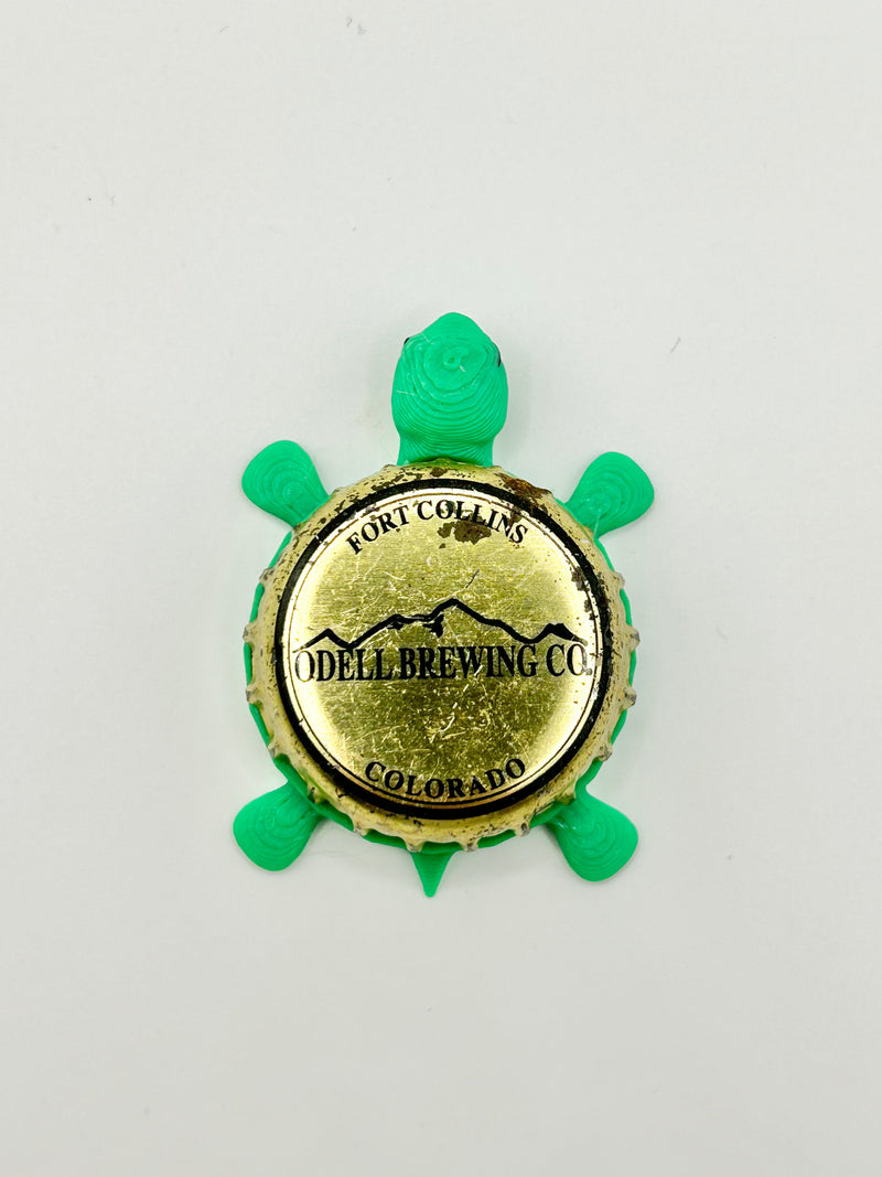 Odell Brewing Co (Vintage Gold) - Bottle Cap Magnet Turtle Shell Shocked Art