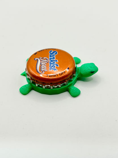 Sunkist Float Soda - Bottle Cap Magnet Turtle Shell Shocked Art