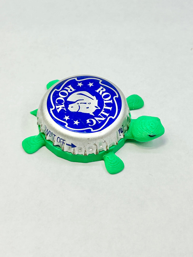 Rolling Rock - Bottle Cap Magnet Turtle Shell Shocked Art