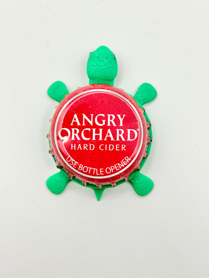 Angry Orchard Cider - Bottle Cap Magnet Turtle Shell Shocked Art