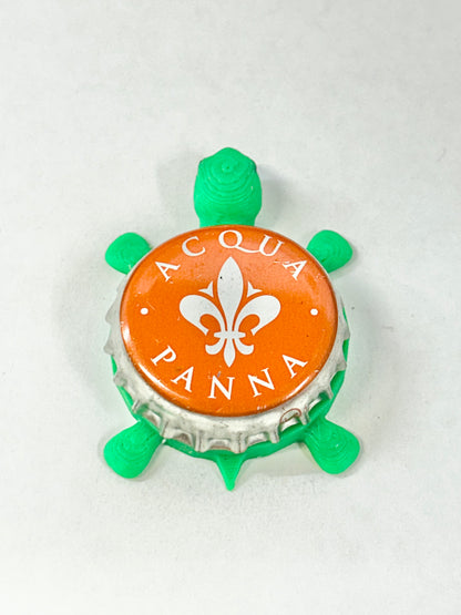 Acqua Panna Water - Bottle Cap Magnet Turtle Shell Shocked Art