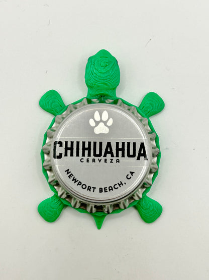 Chihuahua Cerveza - Bottle Cap Magnet Turtle Shell Shocked Art
