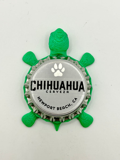 Chihuahua Cerveza - Bottle Cap Magnet Turtle Shell Shocked Art