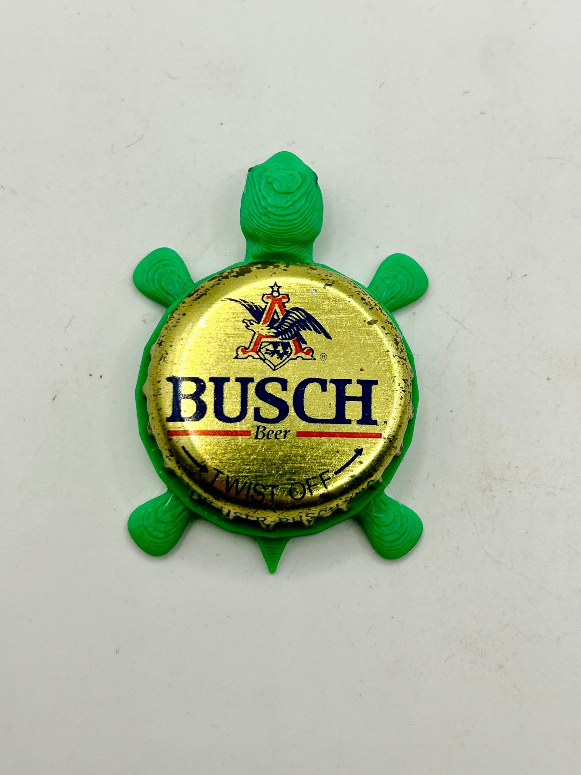 Busch Beer (Gold, Vintage) - Bottle Cap Magnet Turtle Shell Shocked Art