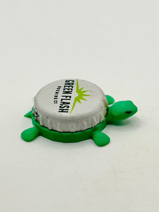 Green Flash Beer (White) - Bottle Cap Magnet Turtle Shell Shocked Art