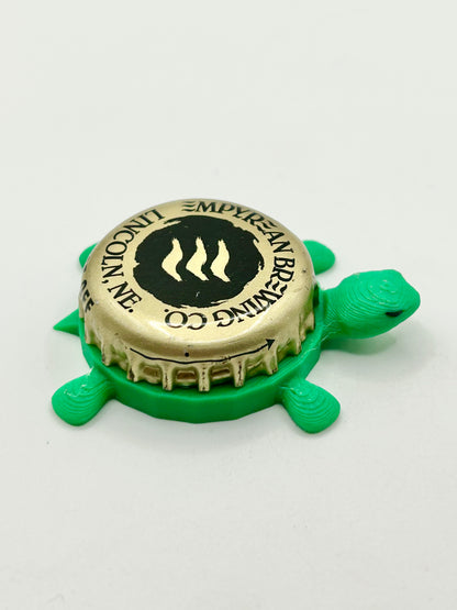 Empyrean Ales - Bottle Cap Magnet Turtle Shell Shocked Art