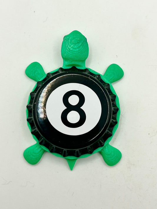 8 Ball (Pool, Billiards) - Bottle Cap Magnet Turtle Shell Shocked Art