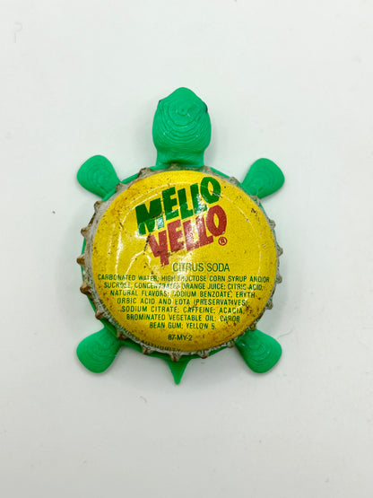 Mello Yello Citrus Soda - Bottle Cap Magnet Turtle Shell Shocked Art