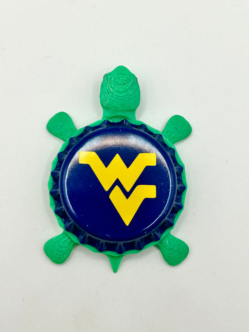 West Virginia Mountaineers - Bottle Cap Magnet Turtle Shell Shocked Art