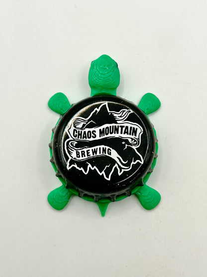 Chaos Mountain Brewing - Bottle Cap Magnet Turtle Shell Shocked Art