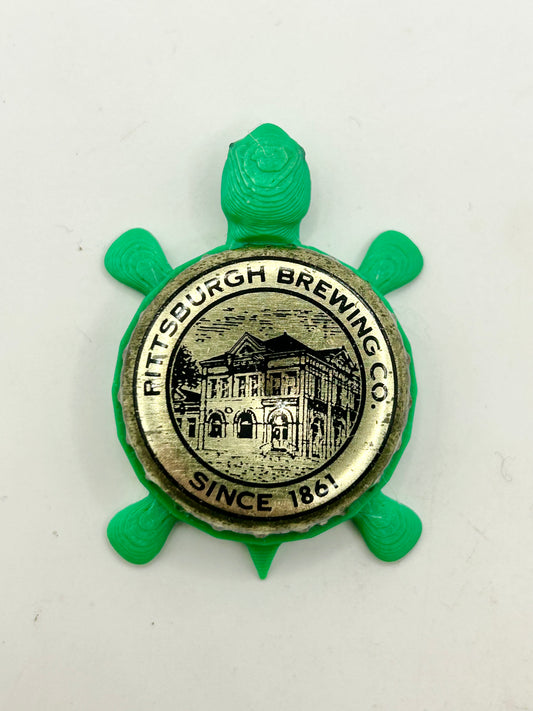 Pittsburgh Brewing - Bottle Cap Magnet Turtle Shell Shocked Art