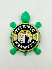Titanic Brewing - Bottle Cap Magnet Turtle Shell Shocked Art