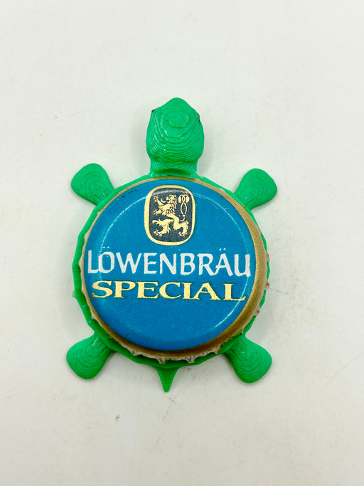 Lowenbrau Special - Bottle Cap Magnet Turtle Shell Shocked Art