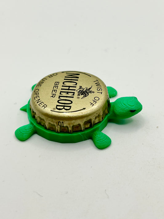 Michelob Beer - Bottle Cap Magnet Turtle Shell Shocked Art