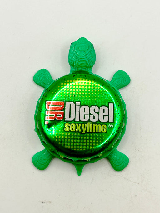 Dr. Diesel Beer Sexy Lime - Bottle Cap Magnet Turtle Shell Shocked Art