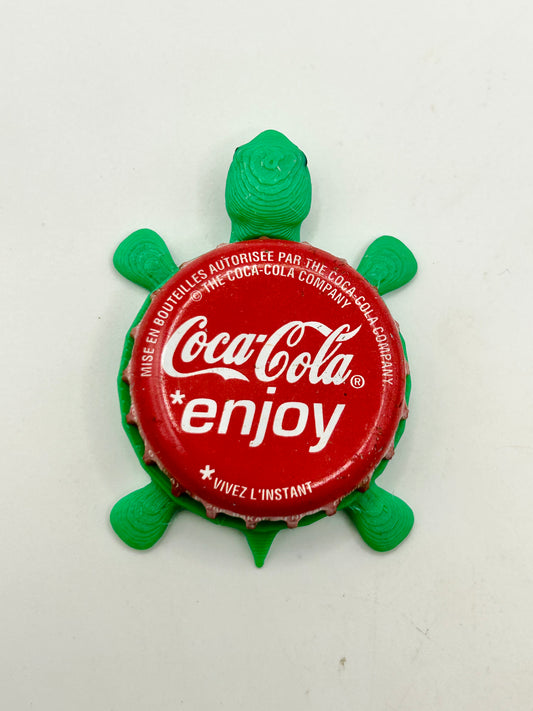 Coca-Cola Enjoy - Bottle Cap Magnet Turtle Shell Shocked Art