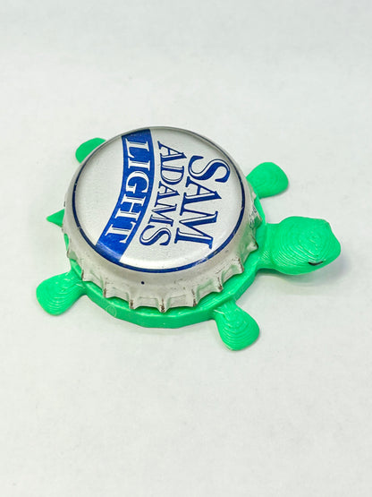 Sam Adams Light - Bottle Cap Magnet Turtle Shell Shocked Art