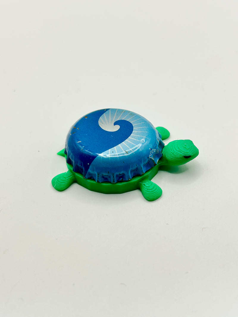 Beach Haus (Blue & White Sun Rays) - Bottle Cap Magnet Turtle Shell Shocked Art