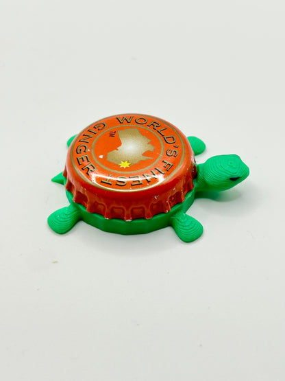 World’s Finest Ginger - Bottle Cap Magnet Turtle Shell Shocked Art