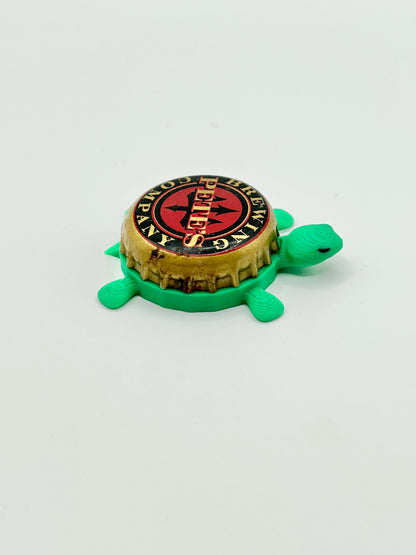 Pete's Brewing - Bottle Cap Magnet Turtle Shell Shocked Art