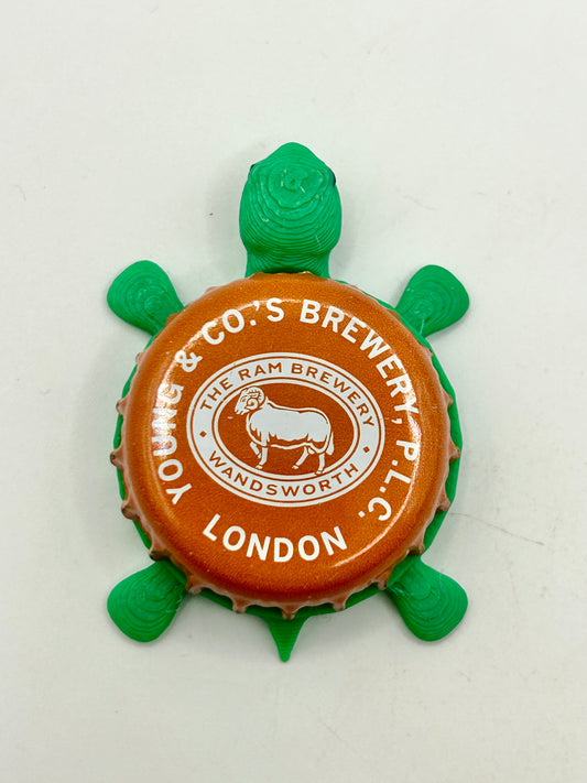 The Ram Brewery (Orange) - Bottle Cap Magnet Turtle Shell Shocked Art