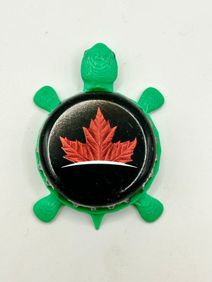 Molson Canadian Lager (Leaf, Black) - Bottle Cap Magnet Turtle Shell Shocked Art