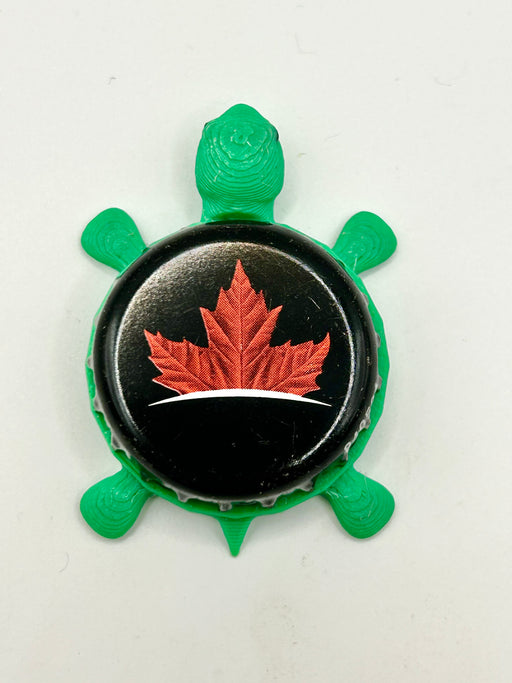 Molson Canadian Lager (Leaf, Black) - Bottle Cap Magnet Turtle Shell Shocked Art
