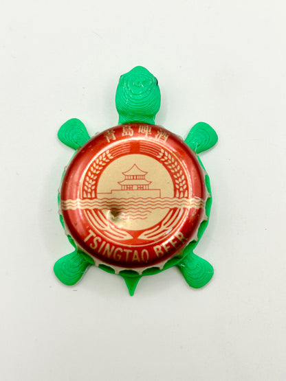 Tsingtao Beer (Vintage) - Bottle Cap Magnet Turtle Shell Shocked Art