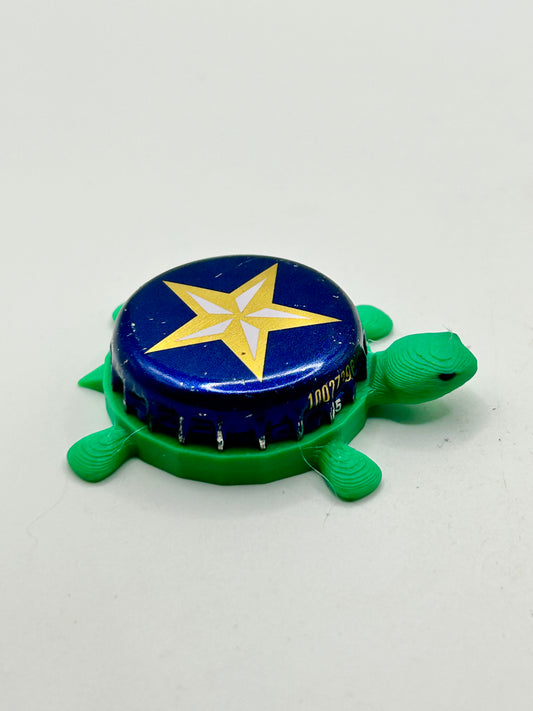 Lone Star Beer (Blue) - Bottle Cap Magnet Turtle Shell Shocked Art