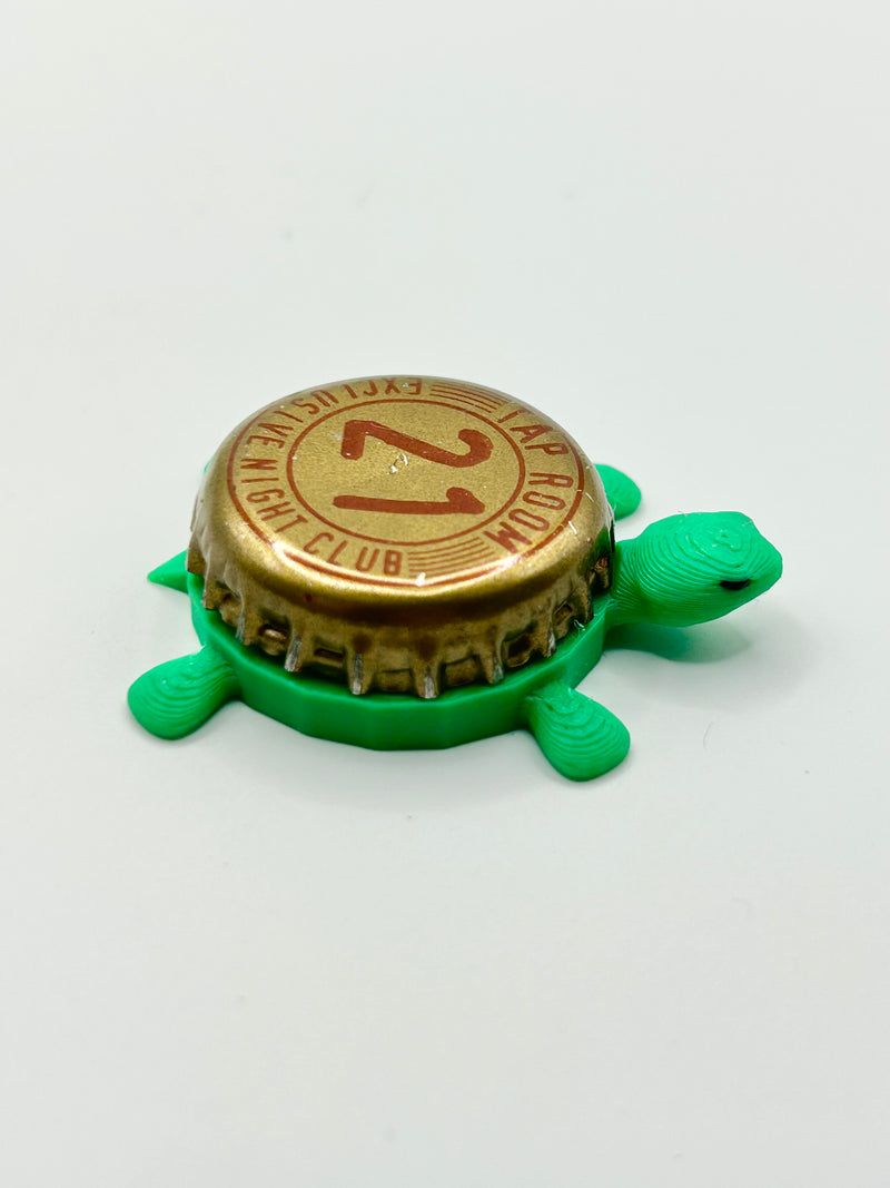 Tap Room 21 - Bottle Cap Magnet Turtle Shell Shocked Art