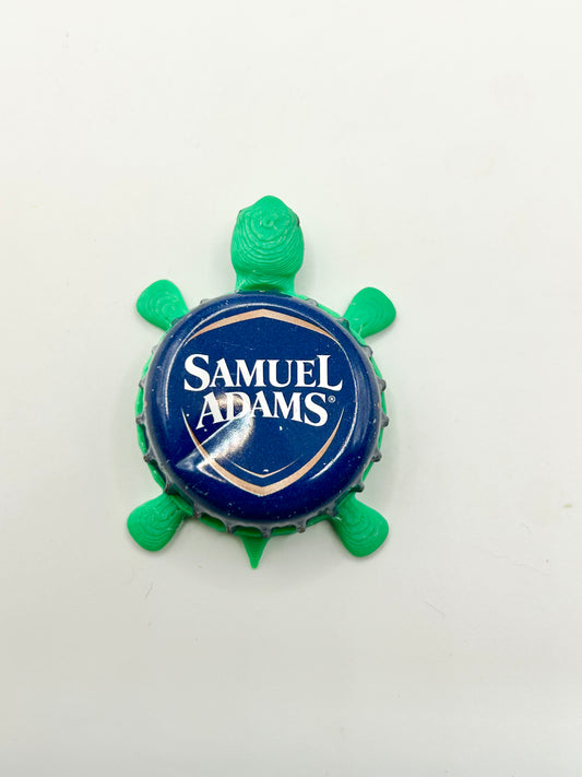 Sam Adams (Navy Blue with Beige) - Bottle Cap Magnet Turtle