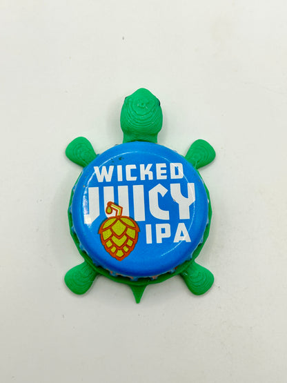 Wicked Juicy IPA (Light Blue) - Bottle Cap Magnet Turtle Shell Shocked Art