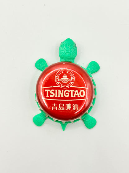 Tsingtao - Bottle Cap Magnet Turtle Shell Shocked Art