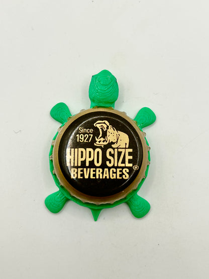 Hippo Size Beverages - Bottle Cap Magnet Turtle Shell Shocked Art