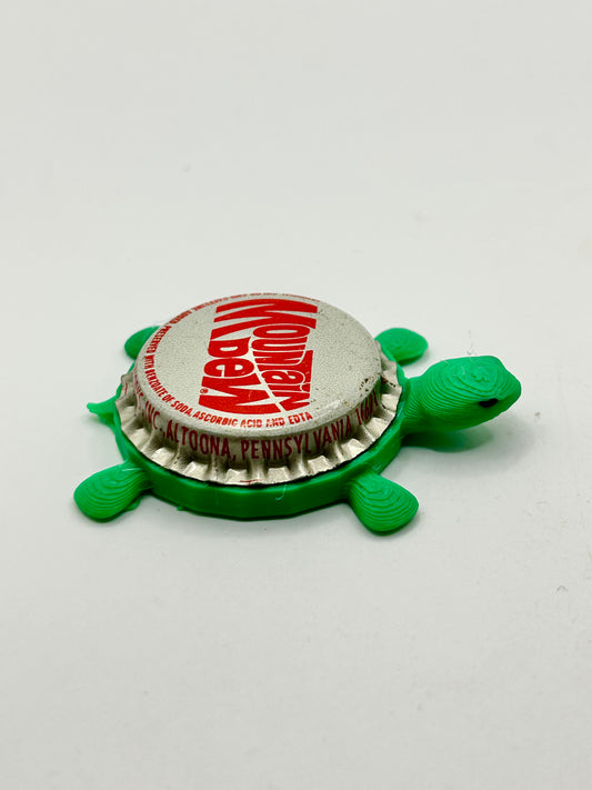 Mountain Dew (Vintage Red, Large Text) - Bottle Cap Magnet Turtle Shell Shocked Art