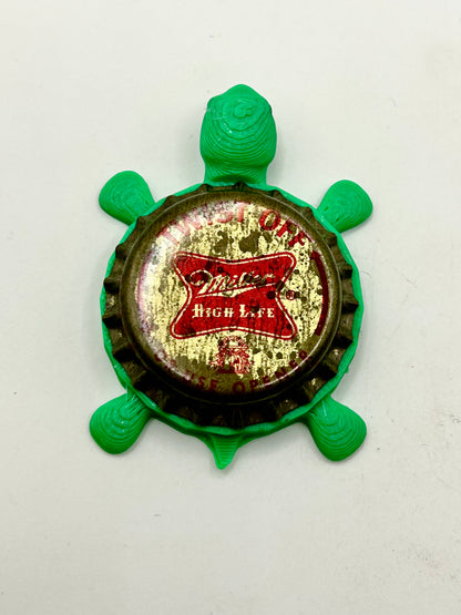 Miller High Life (Vintage Twist Off) - Bottle Cap Magnet Turtle Shell Shocked Art