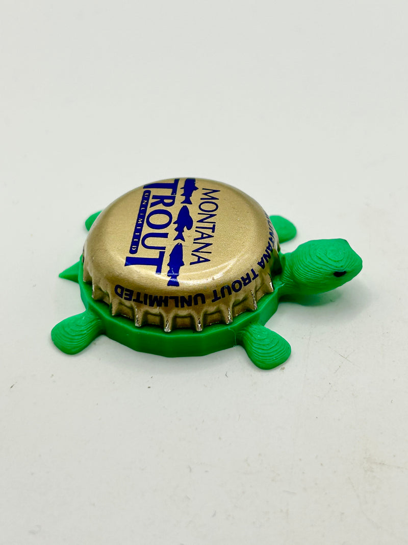 Montana Trout Unlimited - Bottle Cap Magnet Turtle Shell Shocked Art