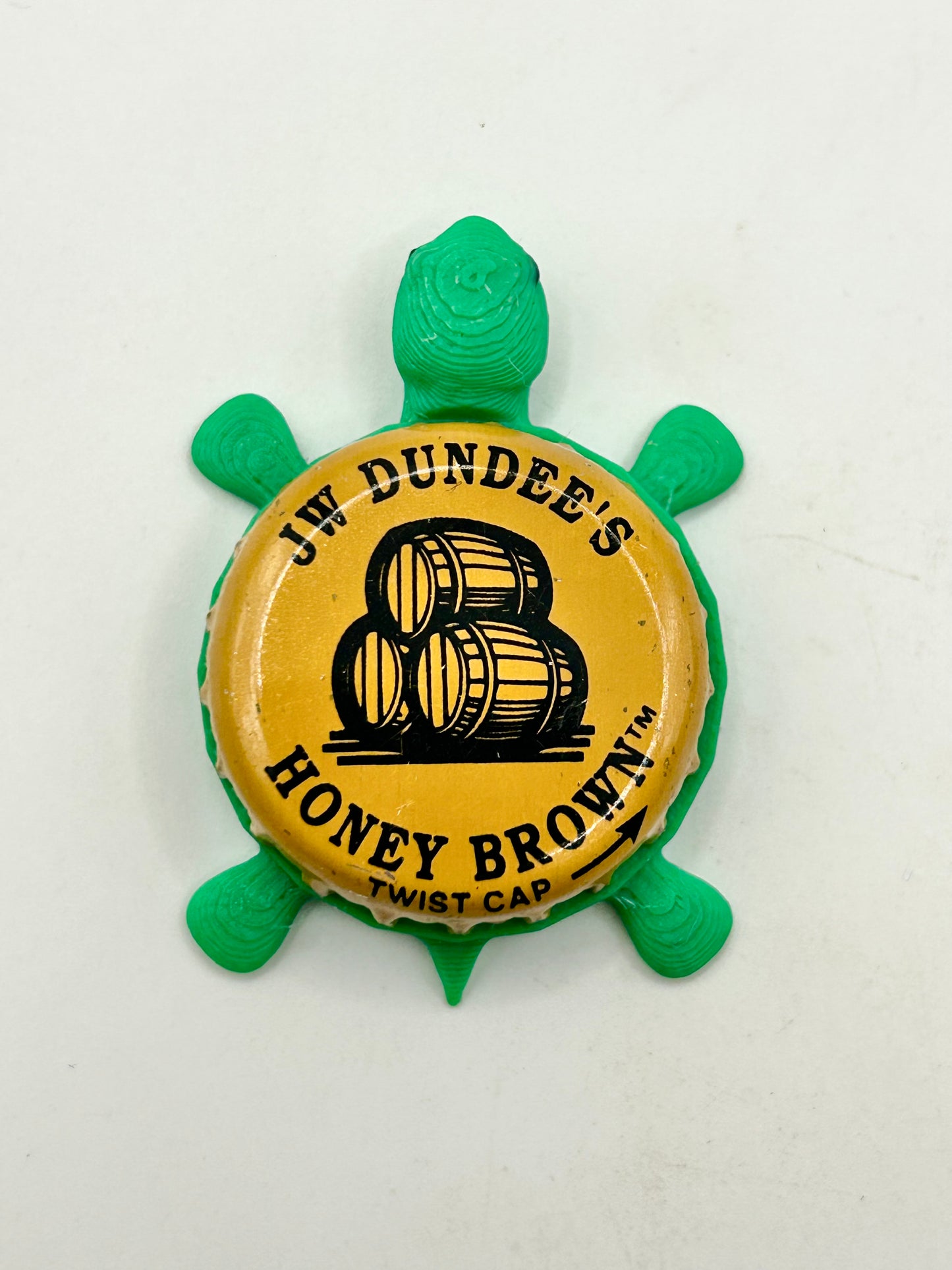 JW Dundee Honey Brown - Bottle Cap Magnet Turtle Shell Shocked Art