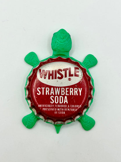 Whistle Strawberry Soda - Bottle Cap Magnet Turtle Shell Shocked Art