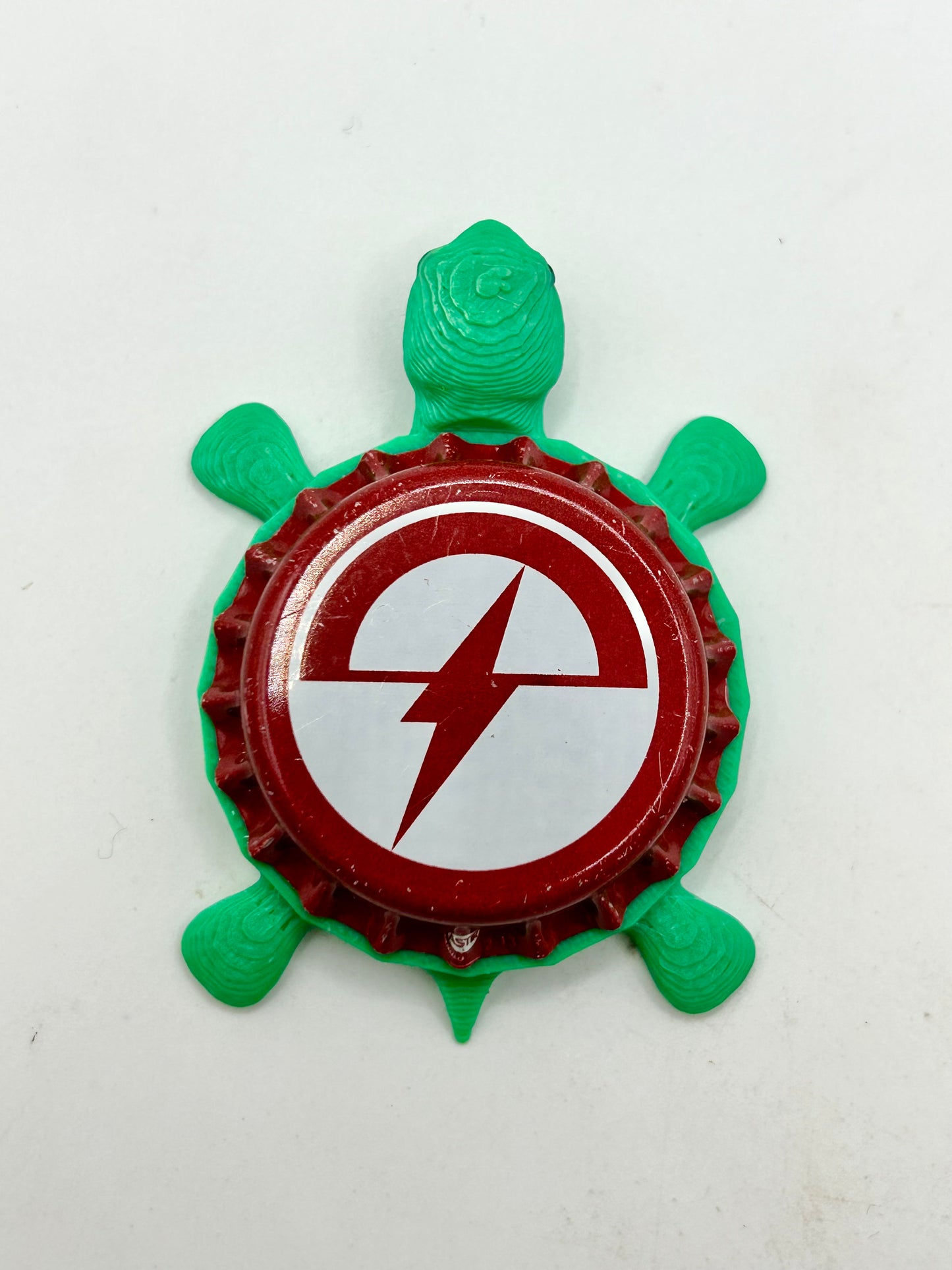 Scorched Earth Brewing - Bottle Cap Magnet Turtle Shell Shocked Art