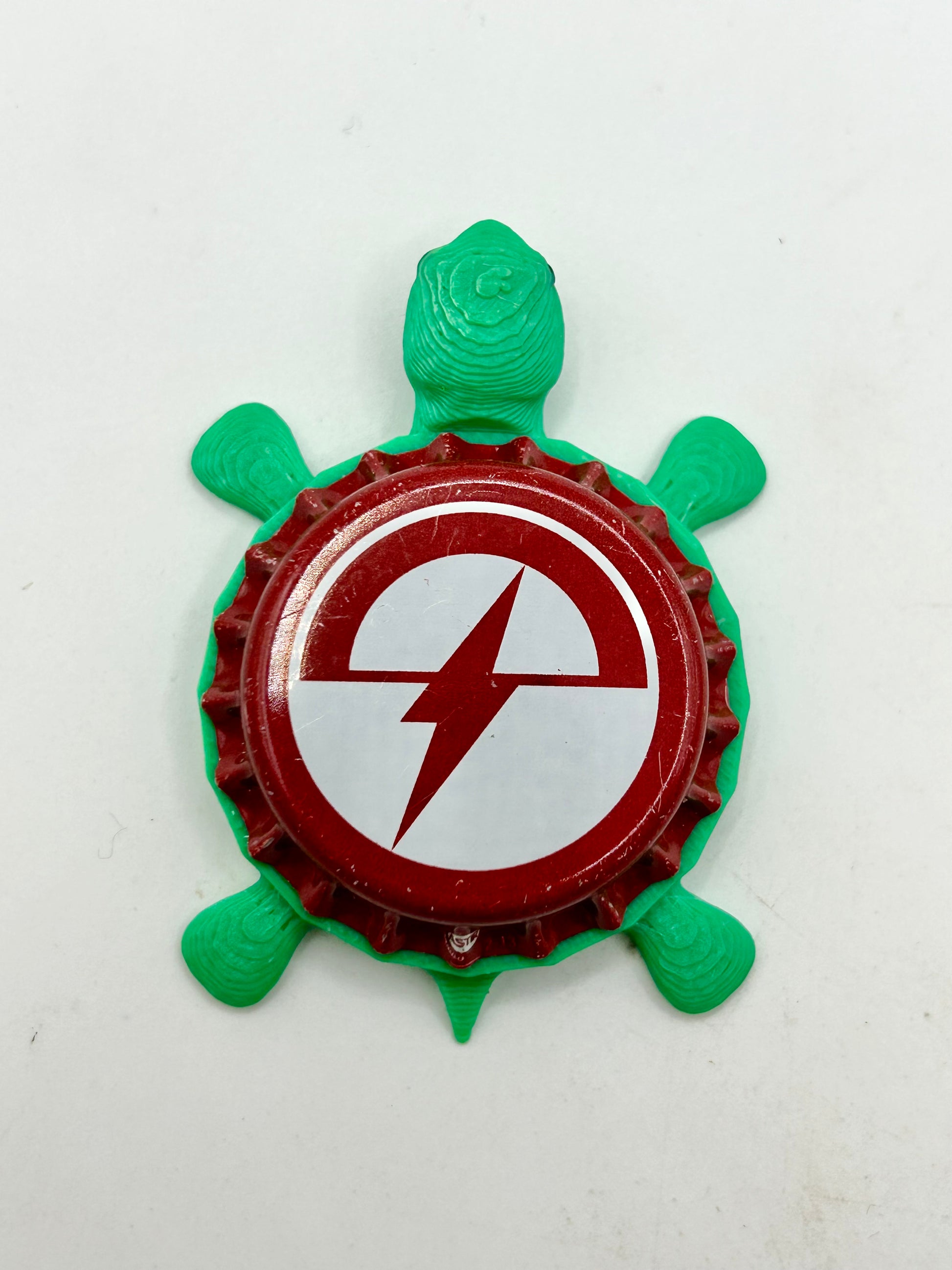Scorched Earth Brewing - Bottle Cap Magnet Turtle Shell Shocked Art