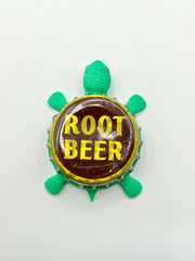 Root Beer (Yellow Text) - Bottle Cap Magnet Turtle Shell Shocked Art
