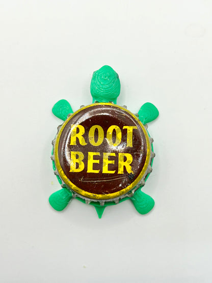 Root Beer (Yellow Text) - Bottle Cap Magnet Turtle Shell Shocked Art