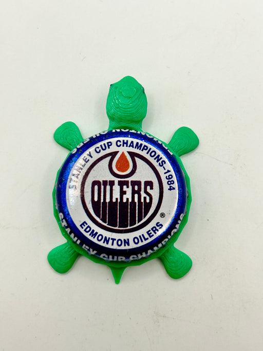 Edmonton Oilers Stanley Cup Champions (1984) - Bottle Cap Magnet Turtle Shell Shocked Art