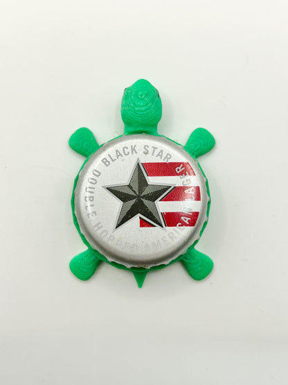 Black Star Lager - Bottle Cap Magnet Turtle Shell Shocked Art