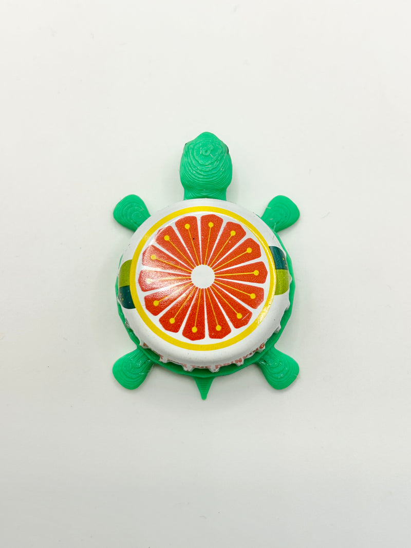 Shiner Ruby Red - Bottle Cap Magnet Turtle Shell Shocked Art