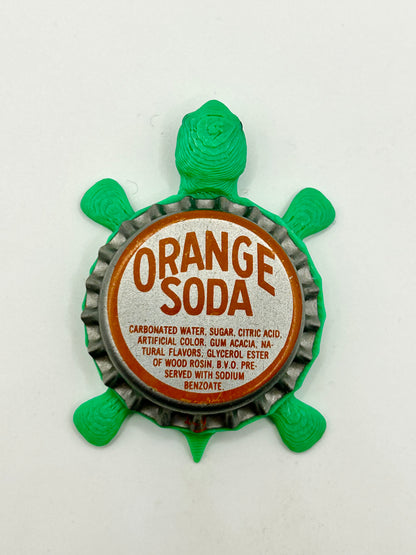 Orange Soda (Silver) - Bottle Cap Magnet Turtle Shell Shocked Art