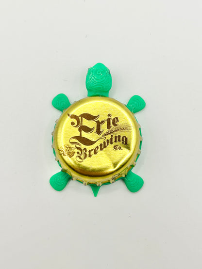 Erie Brewing (Gold) - Bottle Cap Magnet Turtle Shell Shocked Art