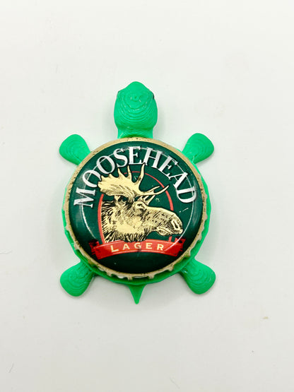Moosehead Lager (Vintage, Large Moose) - Bottle Cap Magnet Turtle Shell Shocked Art